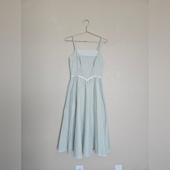 Vintage 1970s Mint Green Gunne Sax Dress